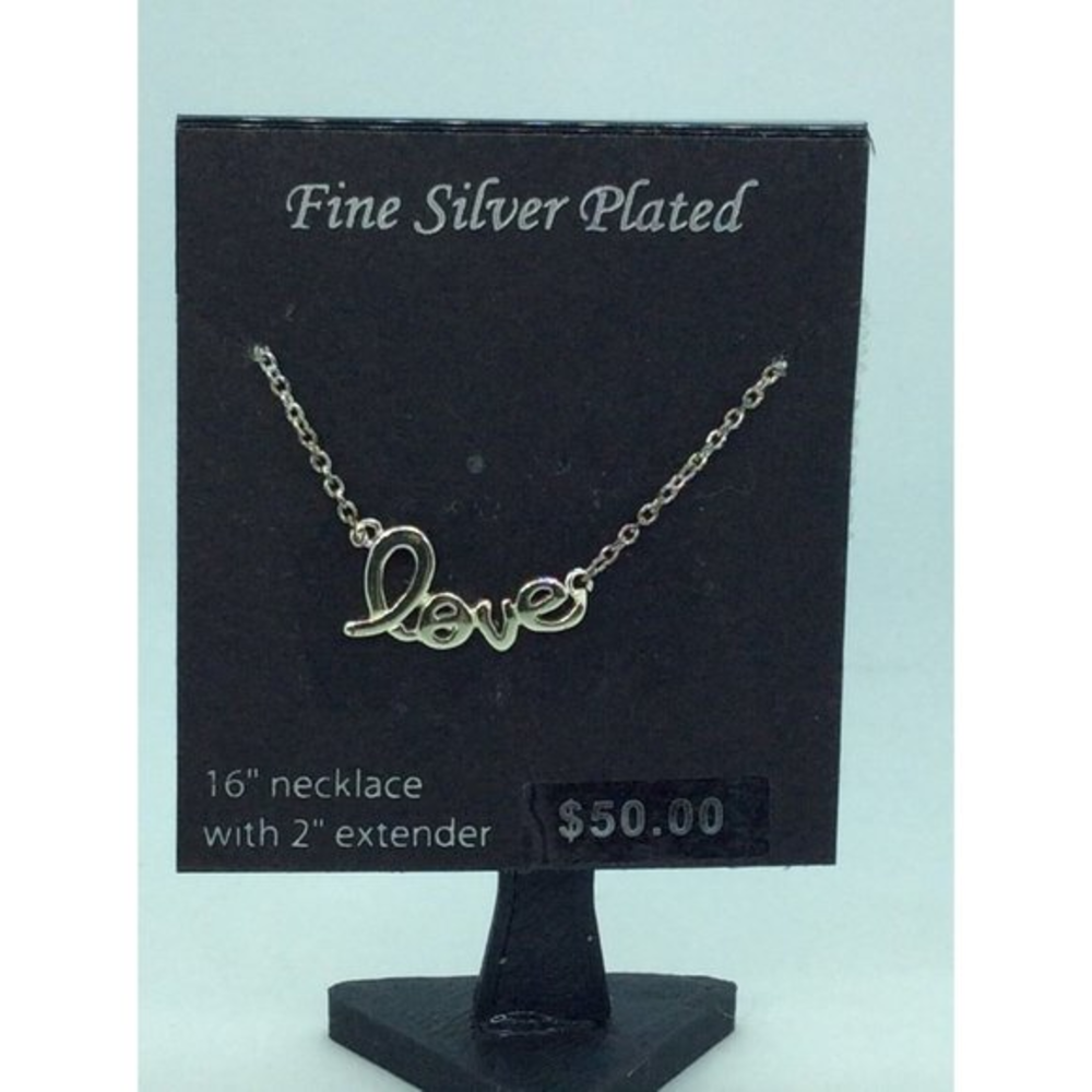 Silver Plated Love Necklace 16” NWT